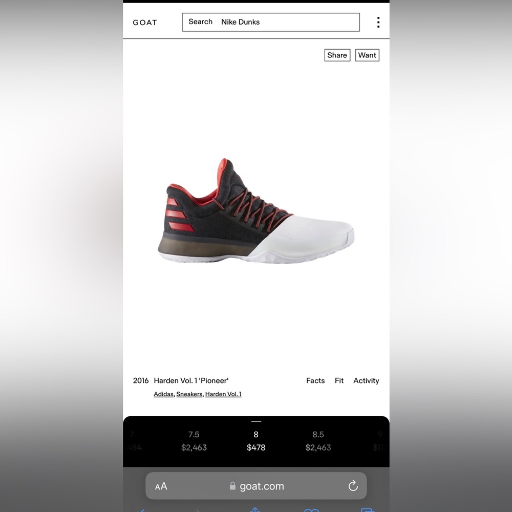 Adidas James Harden Vol. 1 Pioneer Basketball Shoes.